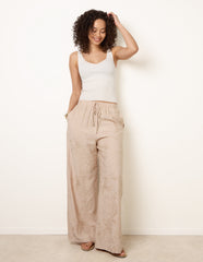 Embroidered Pattern Wide-Leg Trousers