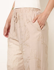 Embroidered Pattern Wide-Leg Trousers