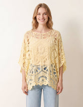 Crochet Detailed Kimono Top