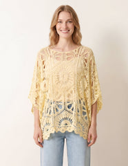 Crochet Detailed Kimono Top