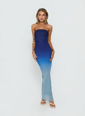 Stolen Love Strapless Maxi Dress Blue Ombre