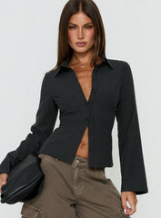 Anni Pinstripe Shirt Black