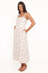 Clarissa Midi Dress - White Floral