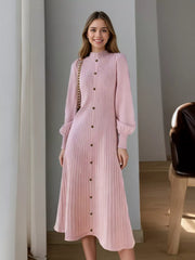 Ribbed Knit Mock Neck Midi Dress