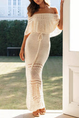 Crochet Off-Shoulder Maxi Dress
