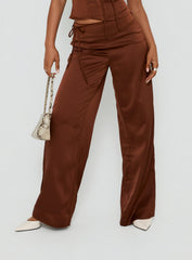 Aubrette Satin Tie Pants Chocolate
