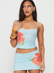 Boril Top Mono Flower Blue / Orange