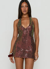 Codamo Mini Dress Dark Brown Shimmer