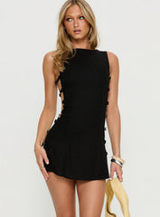 Dasya Side Button Mini Dress Black