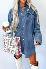 Vintage Wash Button-Down Denim Dress