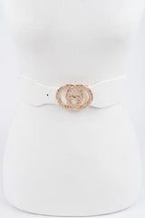 Rhinestone White Elastic Belt