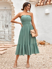 THE NEW YOU STRAPLESS LACE MIDI DRESS - SAGE