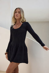 Pretty Portrait Long Sleeve Mini Dress Black