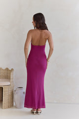 Step To Tune Mesh Halter Maxi Dress Plum