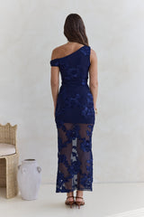 Scenic Dreams Mesh Off Shoulder Maxi Dress Navy