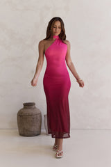Unstoppable Moment Mesh Maxi Dress Plum
