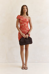 Dance With You Mesh One Shoulder Mini Dress Orange