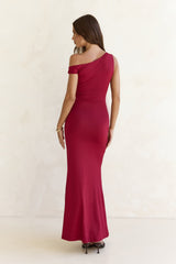 Hold Me Close Off Shoulder Maxi Dress Burgundy