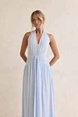 Robin Mesh Halter Maxi Dress Blue