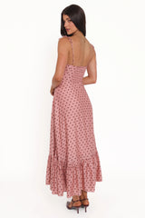 Ayana Midi Dress - Pink Polka Dot