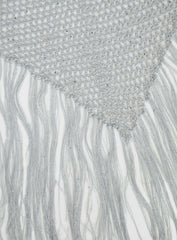 Briee Fringe Detail Hair Scarf Silver