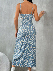 Floral Print High Slit Cami Dress