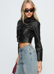 Chosen Ones Cropped Faux Leather Jacket Black