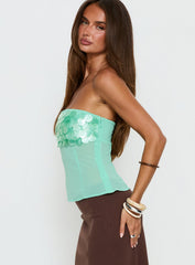 Cassadi Strapless Top Turquoise