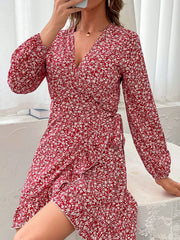 Floral Print Wrap Mini Dress