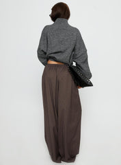 Bungala Oversized Relaxed Pants Brown Check