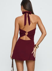 Chrystina Cut Out Playsuit Burgundy