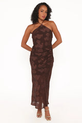 Remy Halterneck Maxi Dress - Brown
