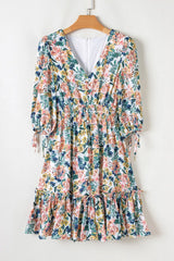 Floral Print Ruffle Hem Mini Dress