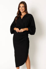 Paxton Long Sleeve Midi Dress - Black