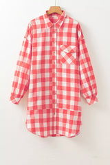 Oversized Plaid Button-Down Shirt Dress