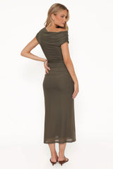 Abbie Off Shoulder Maxi Dress - Olive