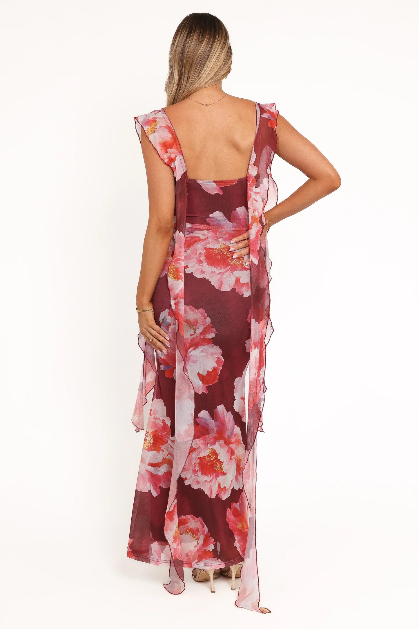 Chiara Maxi Dress - Burgundy Peony
