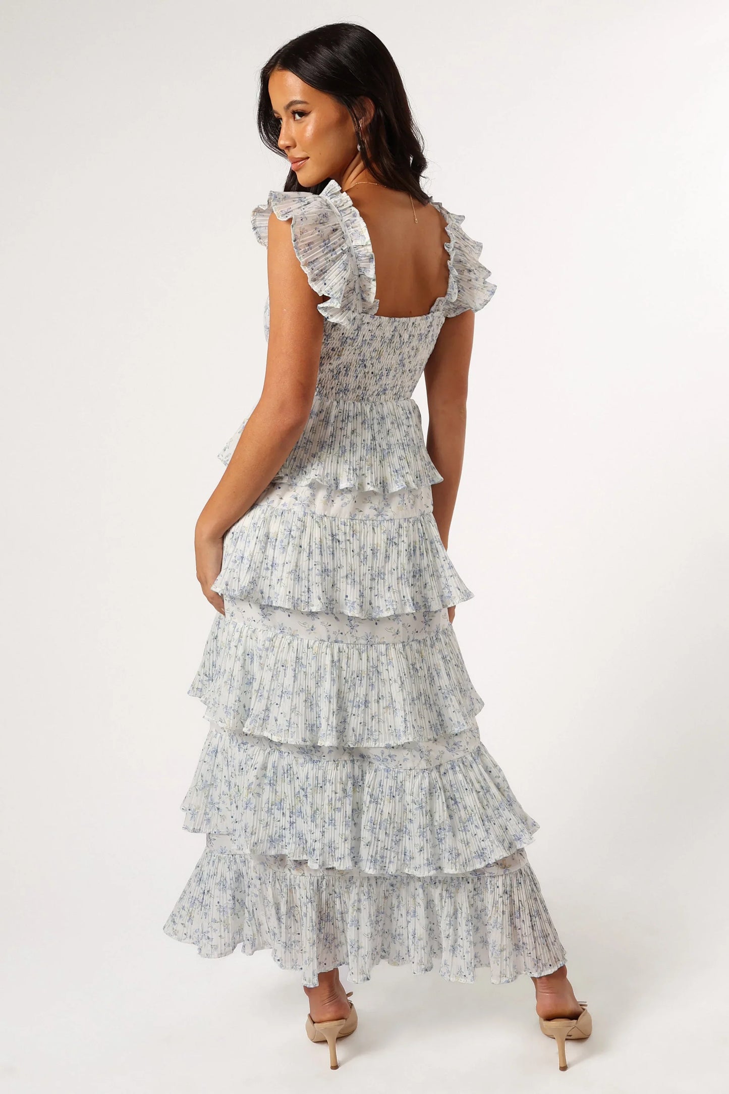 Cayson Midi Ruffle Dress - Cream Lavender