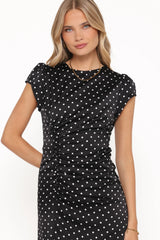 Lisbeth Midi Dress - Black Polka Dot