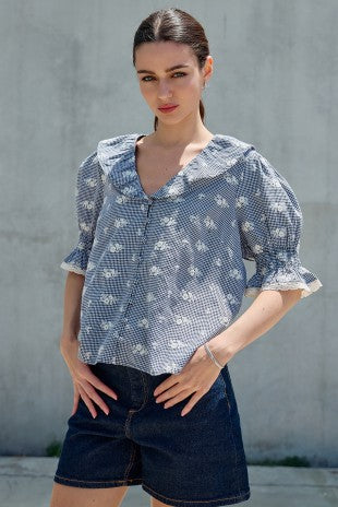 Picnic Cottage Gingham Ruffled Top