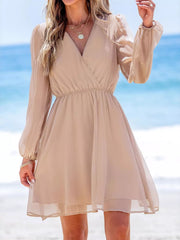 Surplice Long Sleeve Mini Dress