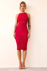 Marlie Knit Midi Dress - Red