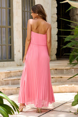 Moonlit Sculpture Chiffon Maxi Dress - Pink