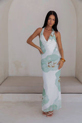 Seasons Pass Mesh Halter Maxi Dress White