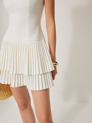Square Neck Pleated Dress