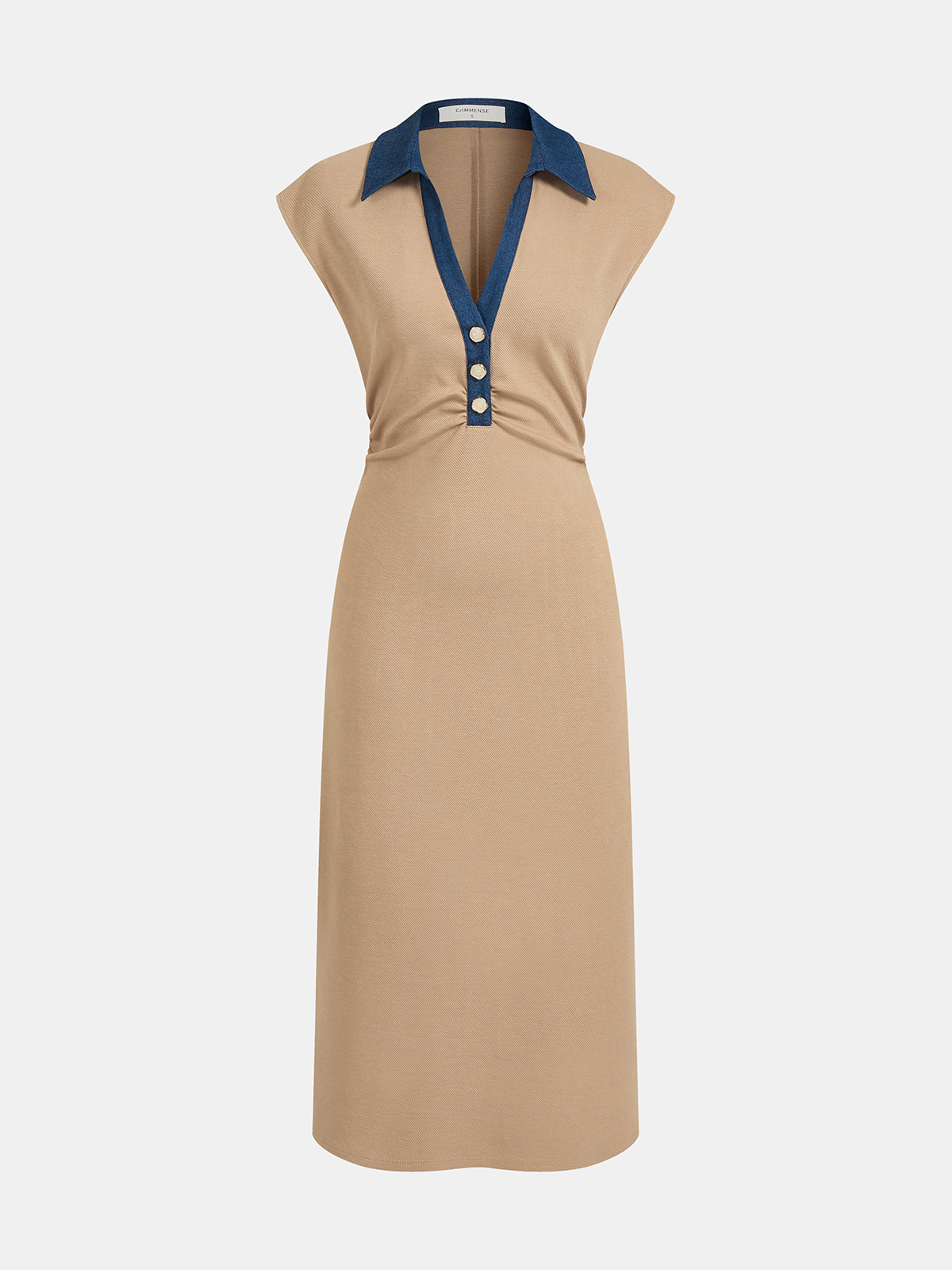 Denim Collar Sleeveless Maxi Dress