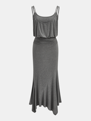 Ruched Asymmetric Cami Maxi Dress