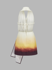 Asymmetric Gradient Halter Mini Dress