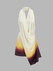 Asymmetric Gradient Halter Mini Dress
