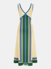 Geometric Print V-Neck Sleeveless Maxi Dress